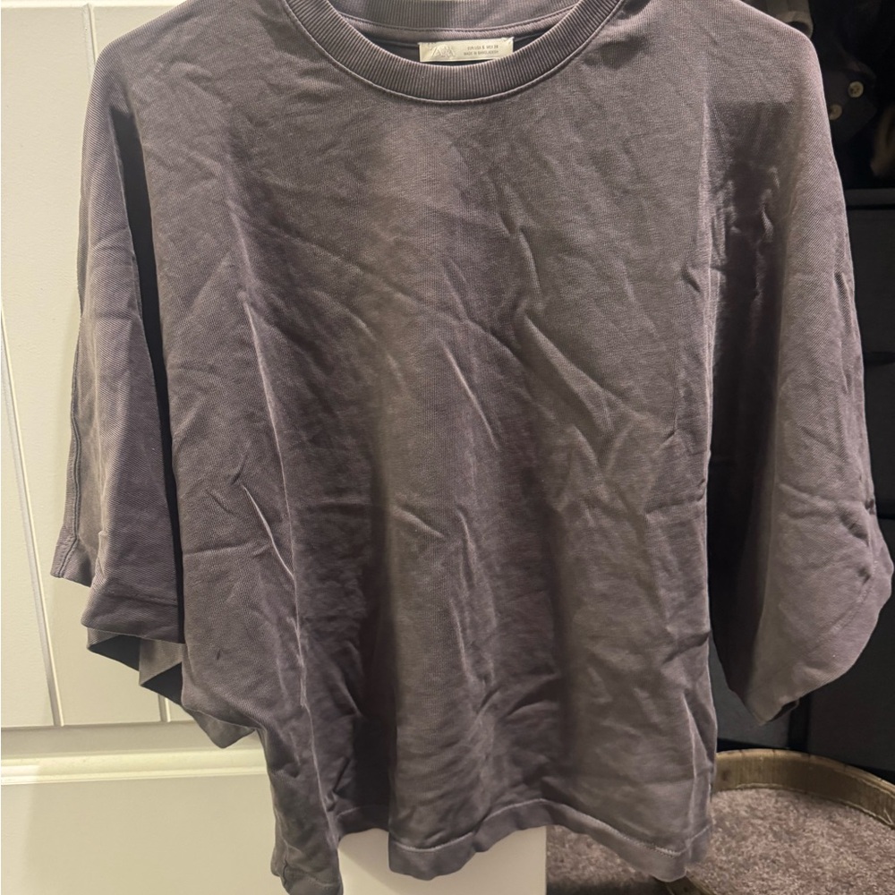 Zara Charcoal Ribbed T-Shirt
